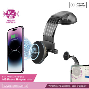 MS Power II Fast Wireless Charging Magnetic Car Mount Swivel Bendable-Arm-158