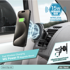 MS Power II Fast Wireless Charging Magnetic Car Mount Vent Clip-85