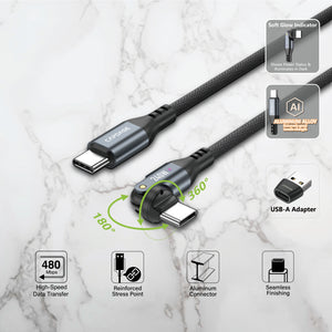 Rotary 540-CC240 USB-C To USB C 240W Sync and Charge Cable 1.2M