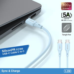 SiliconPR-CC100 USB-C To USB C 100W Sync and Charge Cable 1.2M