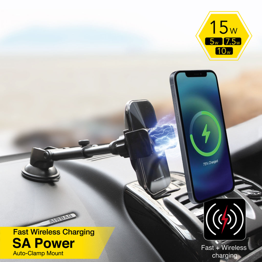 SA Power Fast Wireless Charging Auto-Clamp Car Mount Telescopic Arm  Capdase